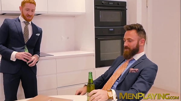 Executives enjoy sloppy blowjob before a rough analfucking